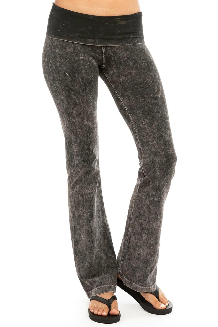 Hard Tail Rolldown Bootleg Flare Pant in Mineral Black