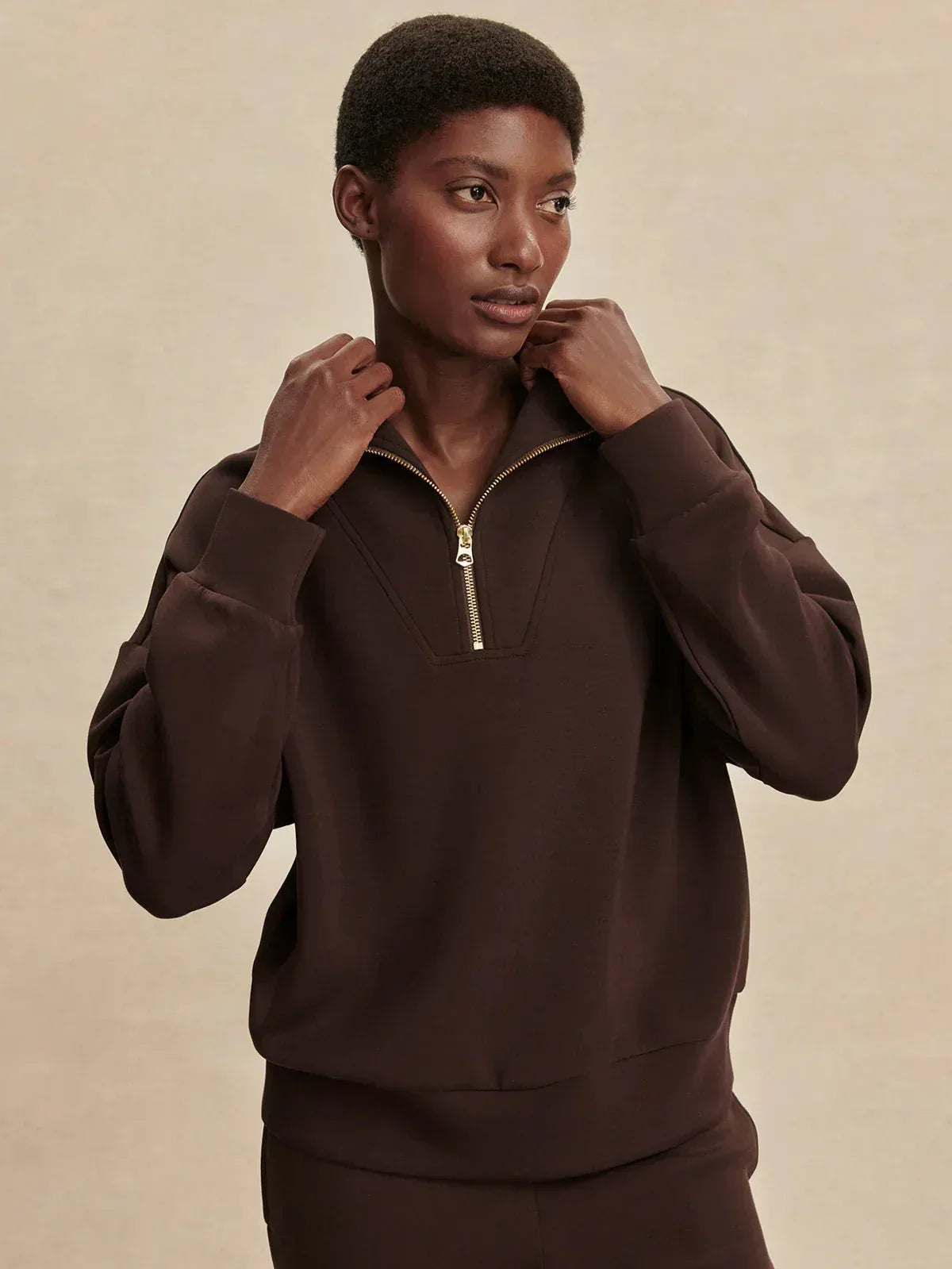 Hawley Half-Zip Sweat - Coffee Bean | Relaxed Fit Sweatshirt Hawley Half-Zip Sweat - Coffee Bean | Relaxed Fit Sweatshirt