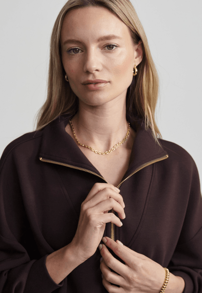 Hawley Half - Zip Sweat - Coffee Bean | Relaxed Fit Sweatshirt | Varley | Evolve Fit Wear