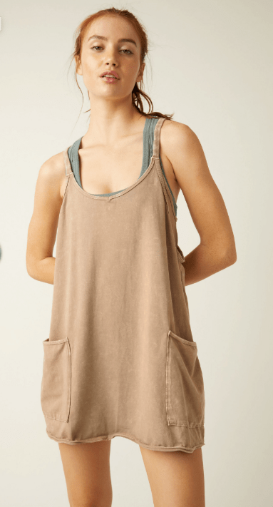 Hot Shot Mini Dress - Mocha Latte | Oversized with Built In Shorts | Free People Movement | Evolve Fit Wear