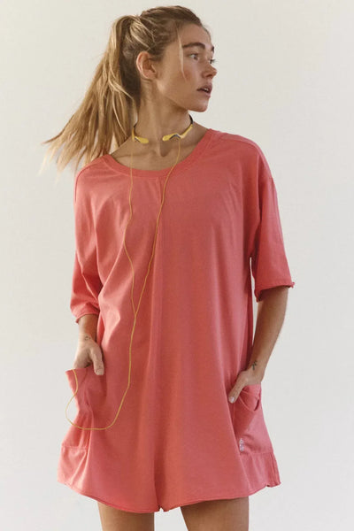 Hot Shot Tee Romper - Hibiscus | Oversized Onesie - Evolve Fit Wear