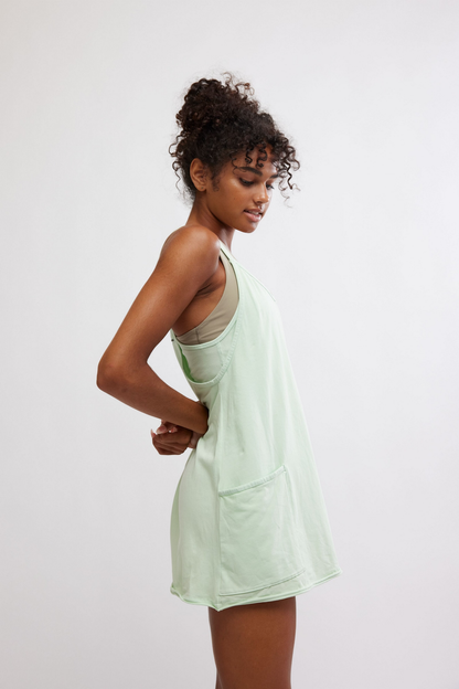 Hot Shot Mini Dress Onesie - Pistachio