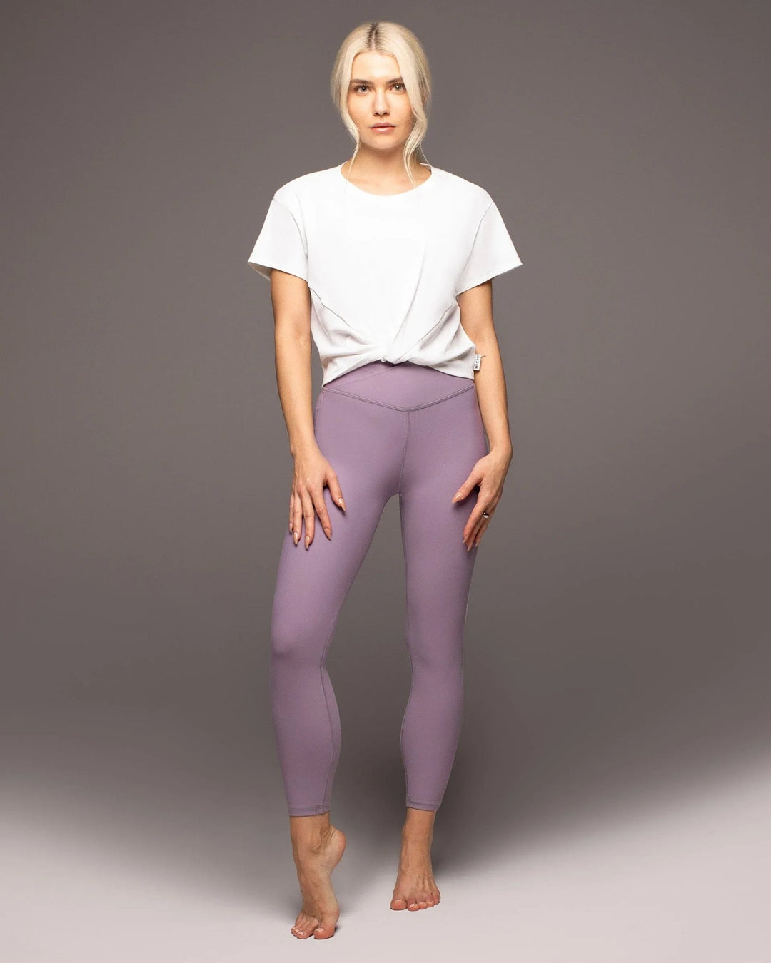 Michi Ray 7/8 Performance Leggings - Lavender - Front Outfit View