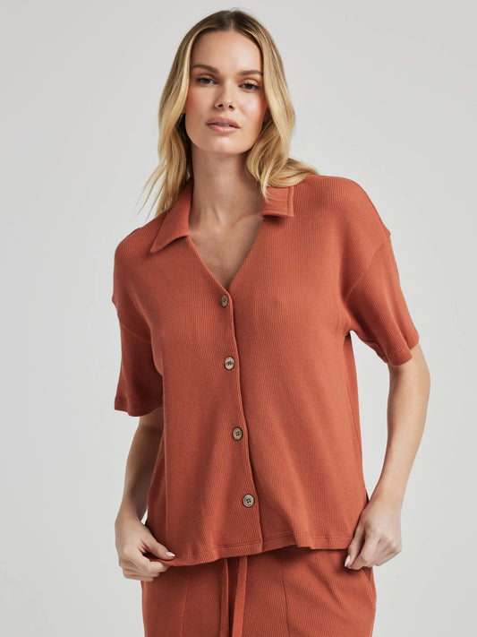 Button Down Shirt - Baked Clay | Losano | Evolve Fit Wear
