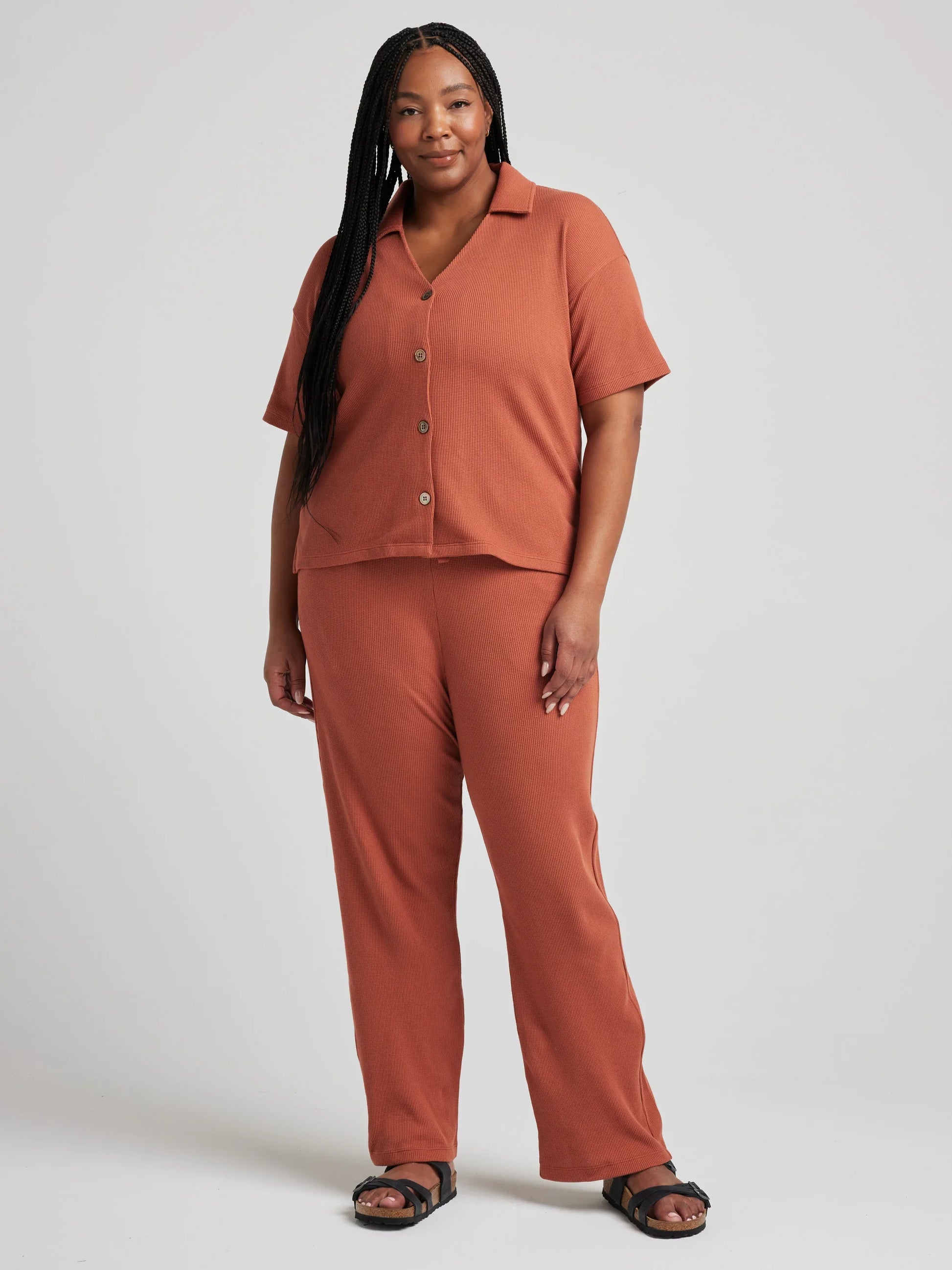 Button Down Shirt - Baked Clay | Losano | Evolve Fit Wear