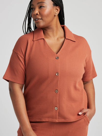 Button Down Shirt - Baked Clay | Losano | Evolve Fit Wear