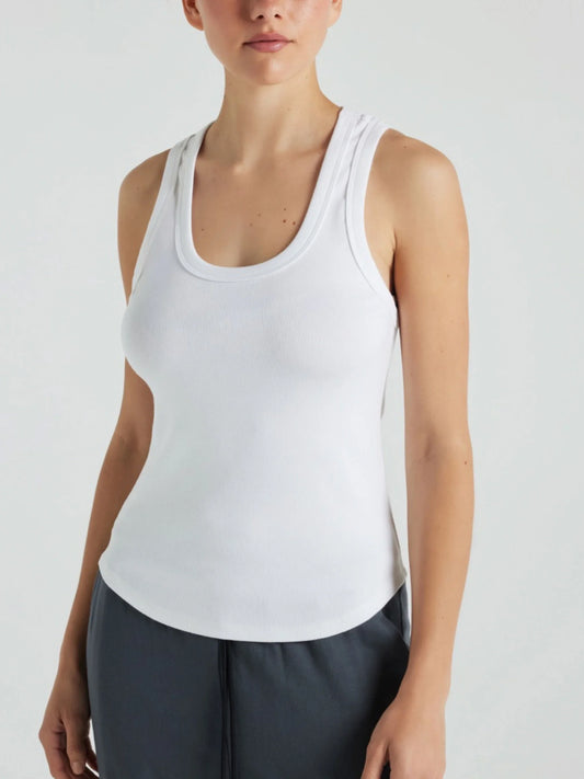 Serene Rib Tank - Snow White | Losano | Evolve Fit Wear