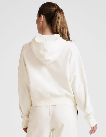 Luxefleece Cropped Hoodie - Fresh Snow | Relaxed Fit | Beyond Yoga | Evolve Fit Wear