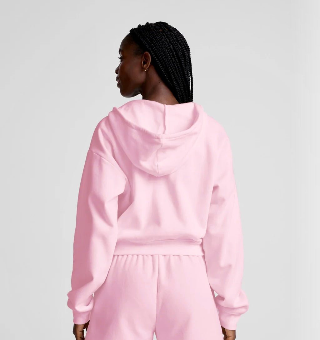 Luxefleece Zip Up Cropped Hoodie - Frosty Pink | Beyond Yoga | Evolve Fit Wear