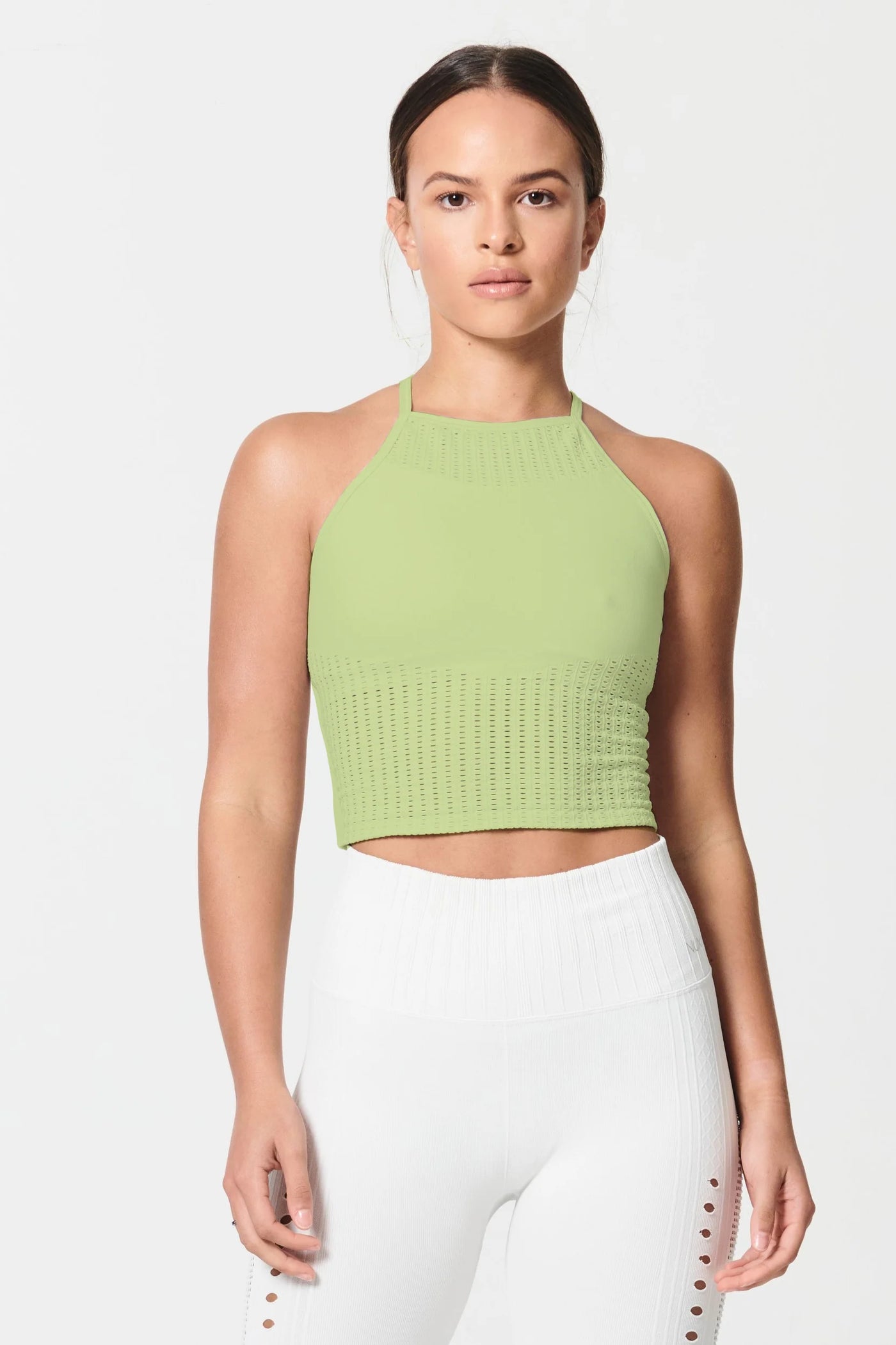 Mesh Up Crop Top - Crisscross Back Mesh Top built in bra