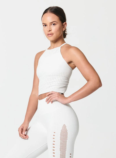 Mesh Up Crop Top - Crisscross Back Mesh Top built in bra