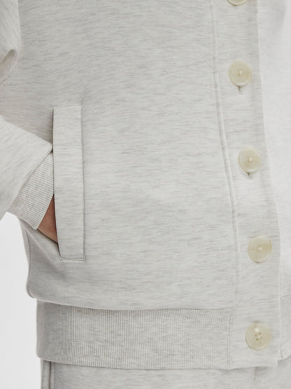 Varley Celeste Button Through Sweat - Ivory Marl | Varley | Evolve Fit Wear
