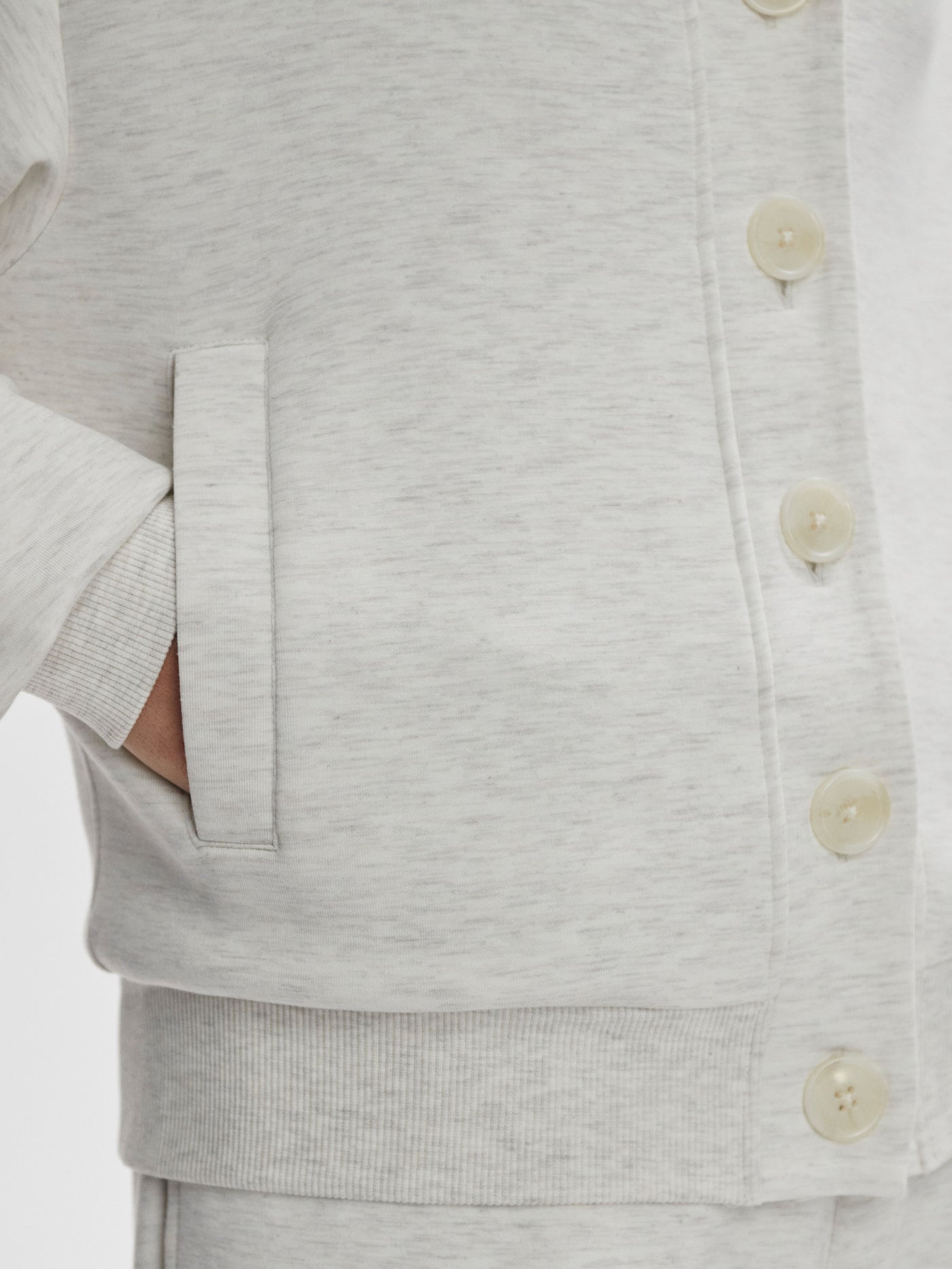 Varley Celeste Button Through Sweat - Ivory Marl