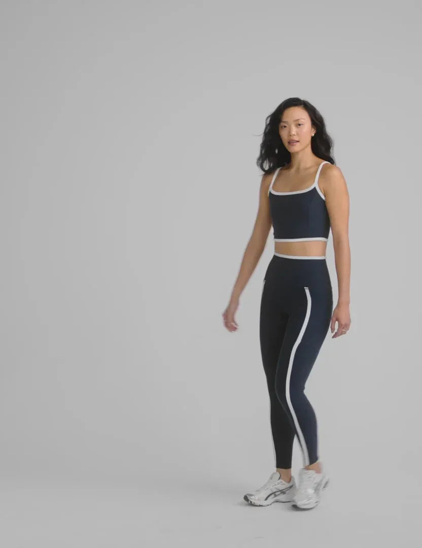 Contrast Trim Cropped Tank Top - Nocturnal Navy/Cloud White - Evolve Fit Wear