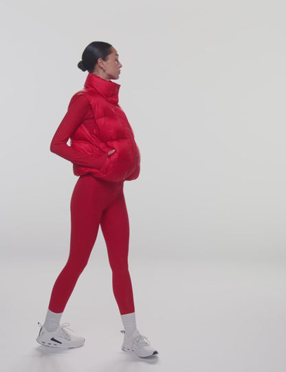 Big Cozy Zip/Button Puffer Vest - Ruby Red