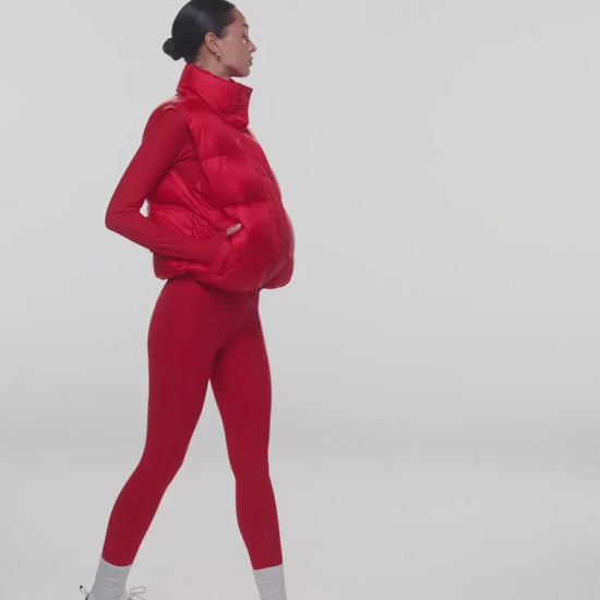 Big Cozy Zip/Button Puffer Vest - Ruby Red - Evolve Fit Wear