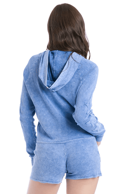 Raw Edge Star Cropped Hoodie - Mineral Light Blue | Hard Tail Forever | Evolve Fit Wear