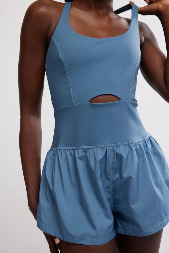 Righteous Runsie Performance Romper - Skyline Blue | Free People Movement | Evolve Fit Wear