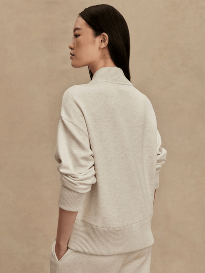 Sally Half Zip Pullover Sweatshirt - Ivory Marl | Varley | Evolve Fit Wear
