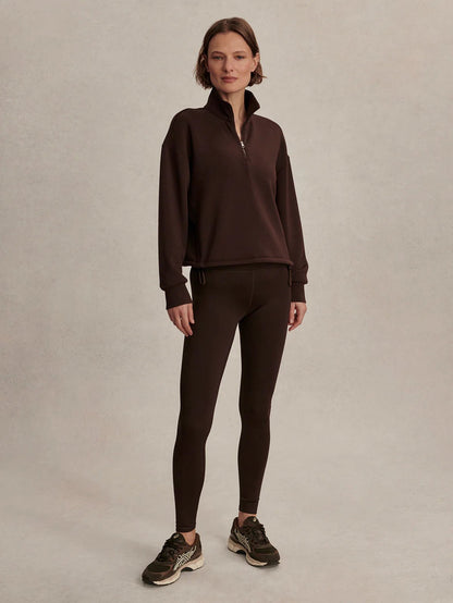 Sian Cropped Half Zip Pullover Sweatshirt - Coffee Bean | Varley | Evolve Fit Wear