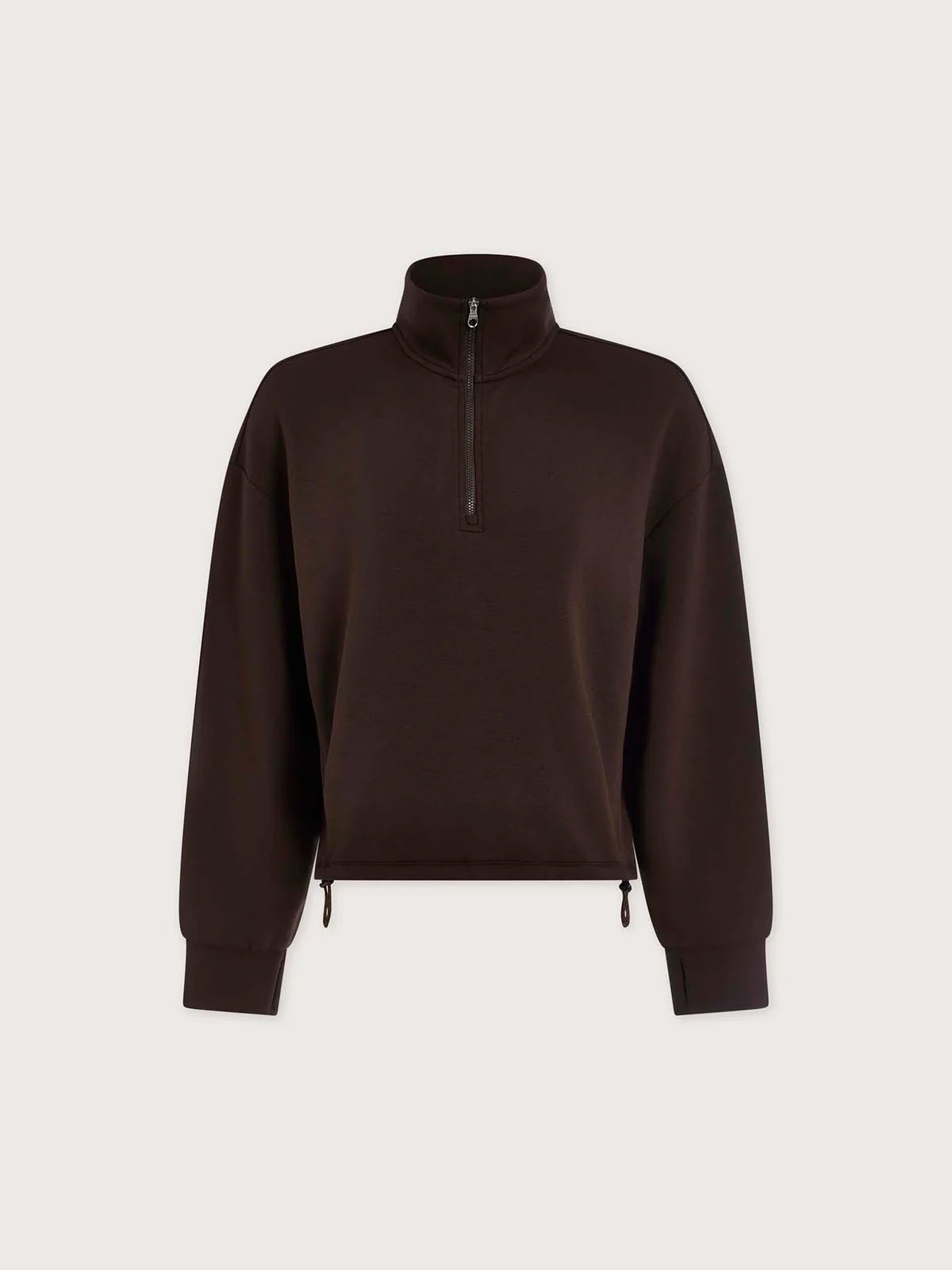Sian Cropped Half Zip Pullover Sweatshirt - Coffee Bean | Varley | Evolve Fit Wear