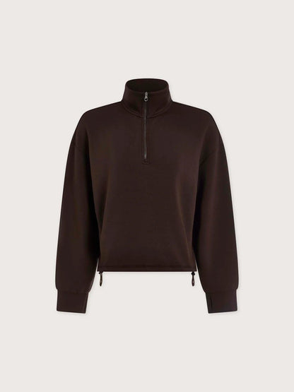Sian Cropped Half Zip Pullover Sweatshirt - Coffee Bean | Varley | Evolve Fit Wear