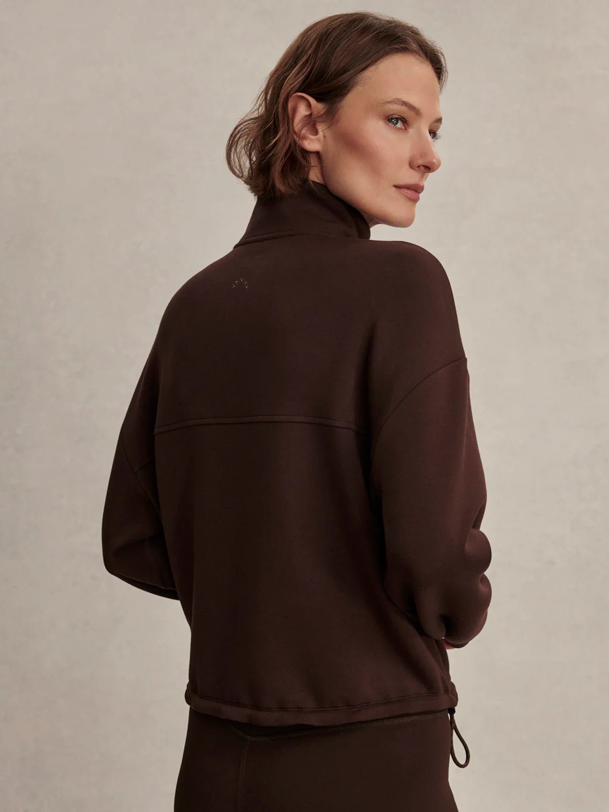 Sian Cropped Half Zip Pullover Sweatshirt - Coffee Bean | Varley | Evolve Fit Wear