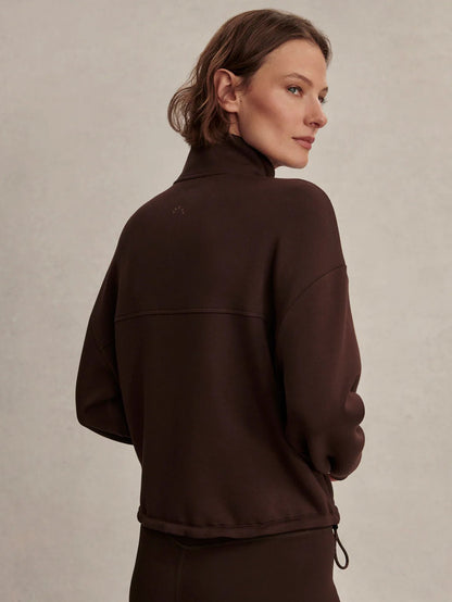 Sian Cropped Half Zip Pullover Sweatshirt - Coffee Bean | Varley | Evolve Fit Wear