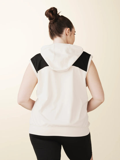 Sleeveless Warm Up Hoodie - Dune/Black | Losano | Evolve Fit Wear