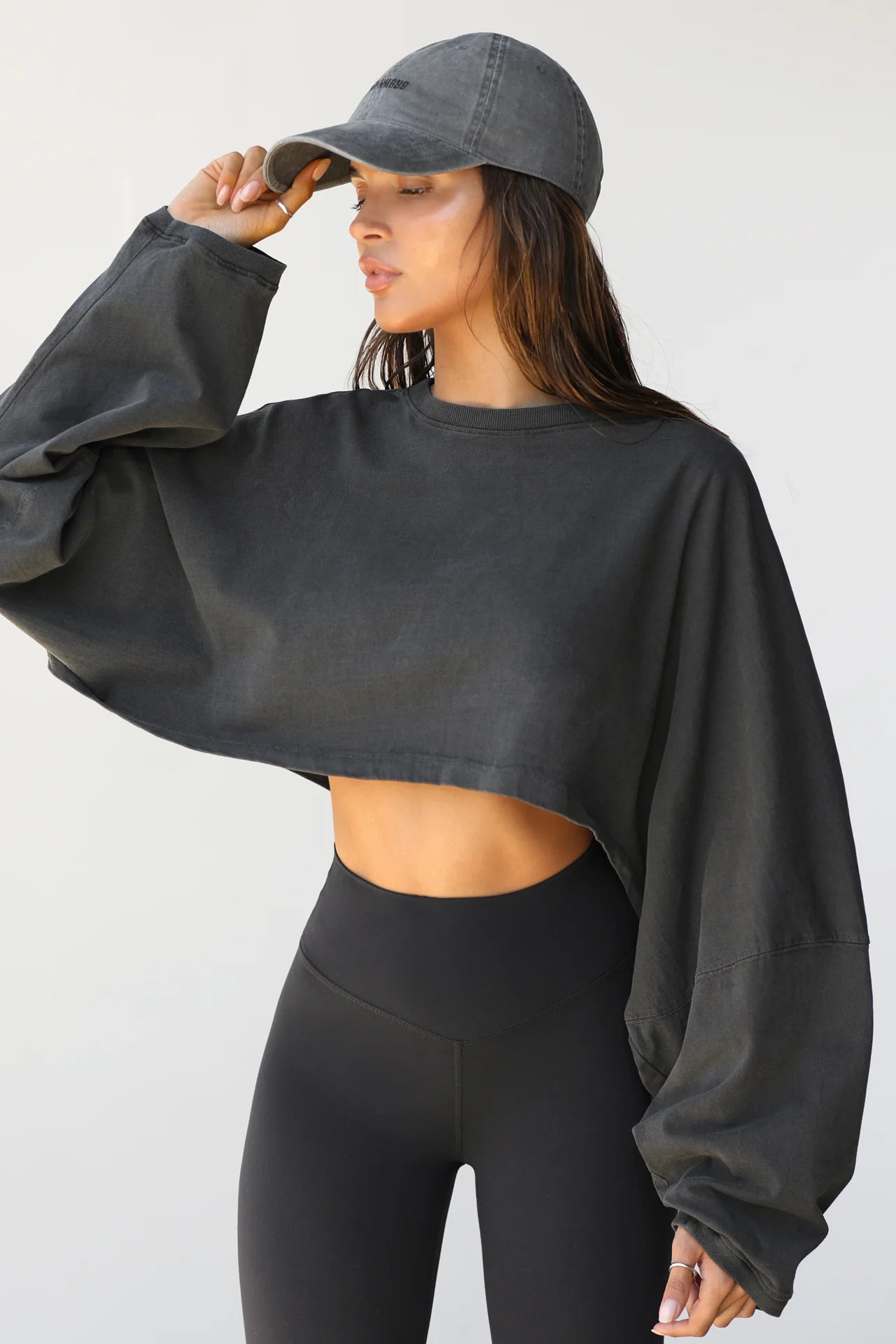 Joah Brow Cropped Long Sleeve Shirt Black |Evolve Fit Wear