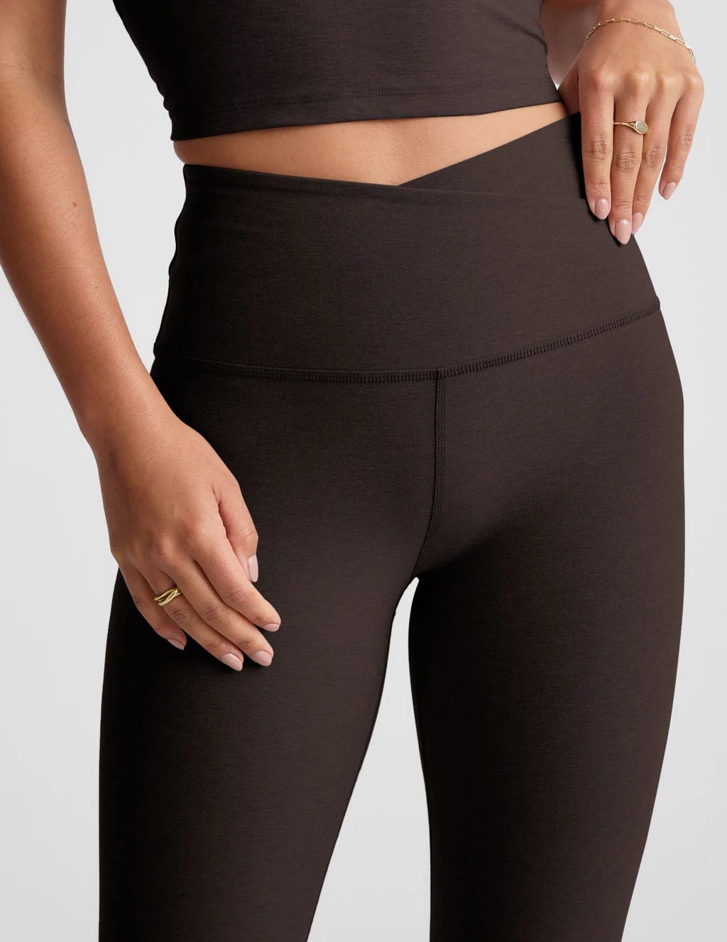 Spacedye At Your Leisure High Waisted Midi Leggings - Dark Chocolate Heather | Beyond Yoga | Evolve Fit Wear