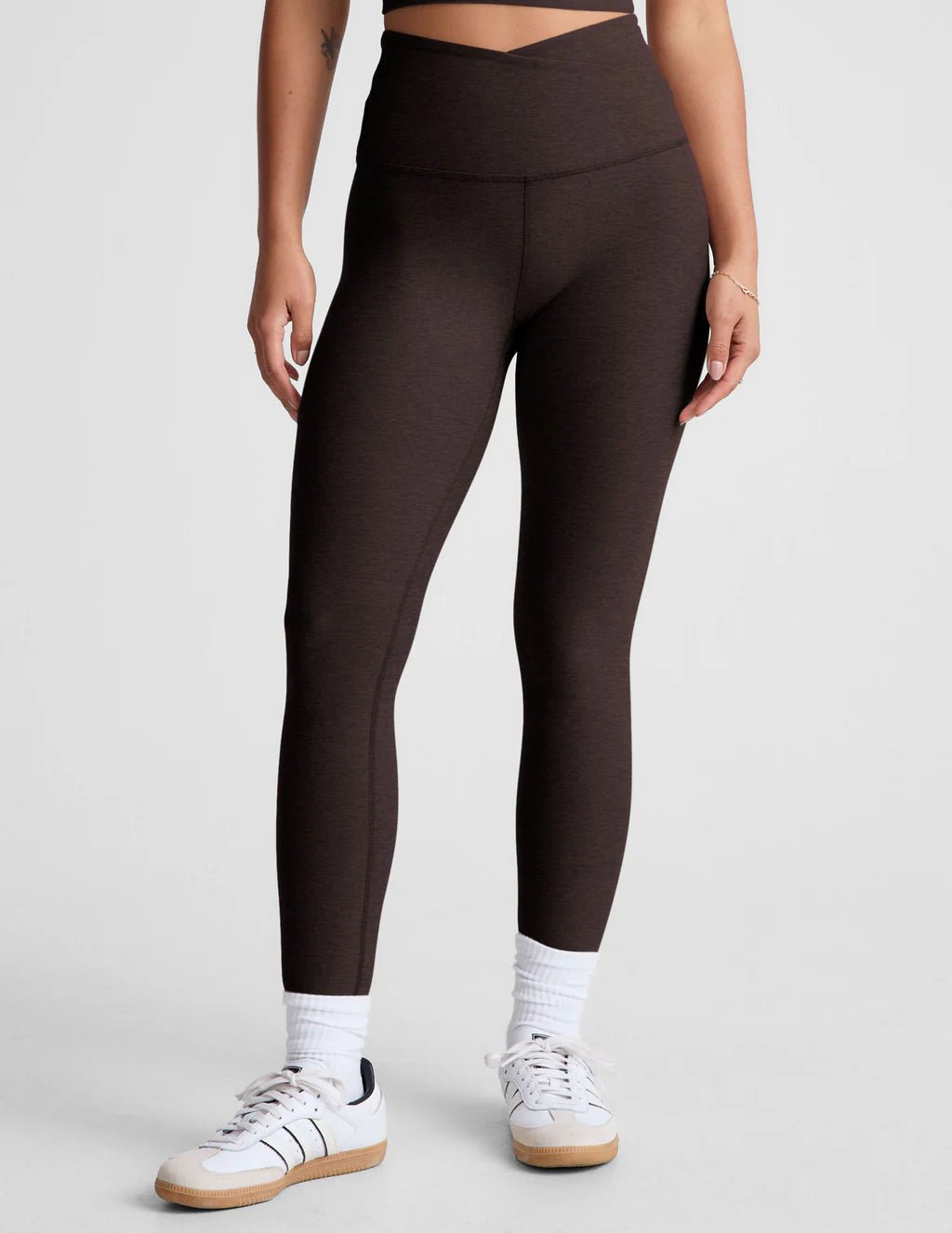 Spacedye At Your Leisure High Waisted Midi Leggings - Dark Chocolate Heather | Beyond Yoga | Evolve Fit Wear