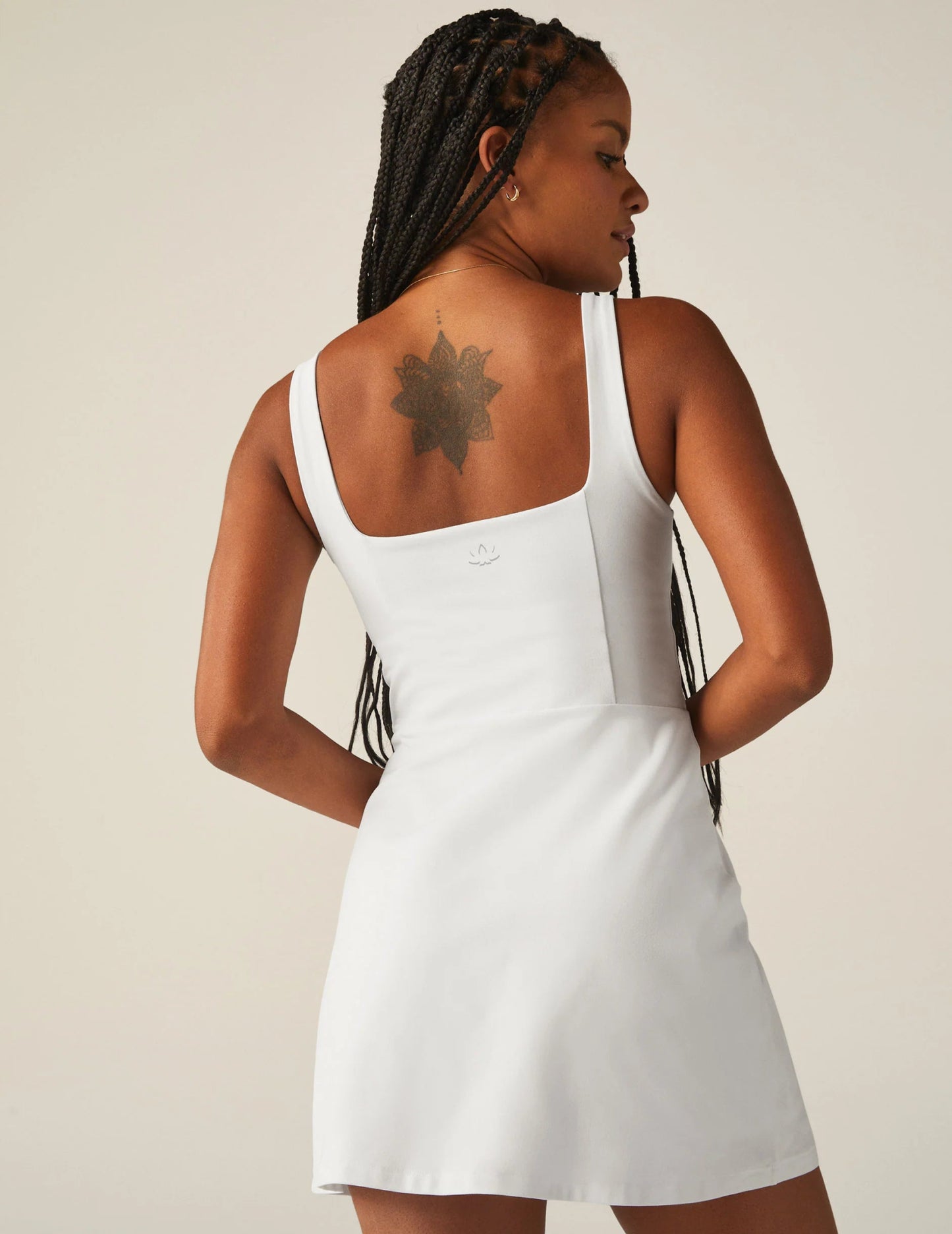 Spacedye Court Appeal Mini Dress - Cloud White | Beyond Yoga | Evolve Fit Wear