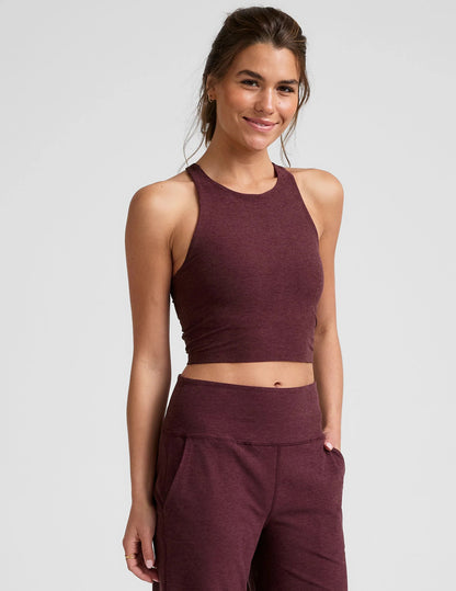 Spacedye Refocus Cropped Tank - Midnight Burgundy Heather | Beyond Yoga | Evolve Fit Wear