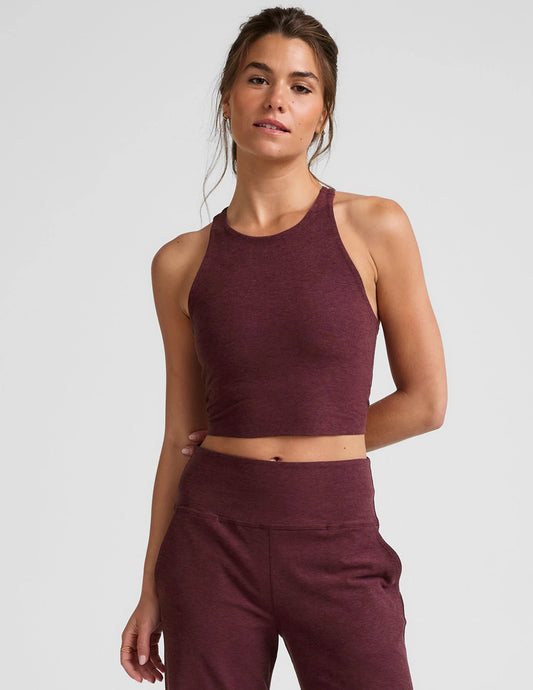 Spacedye Refocus Cropped Tank - Midnight Burgundy Heather | Beyond Yoga | Evolve Fit Wear