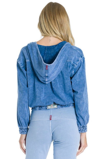 Sporty Cropped Zip Up Hoodie - Mineral Light Blue | Hard Tail Forever | Evolve Fit Wear