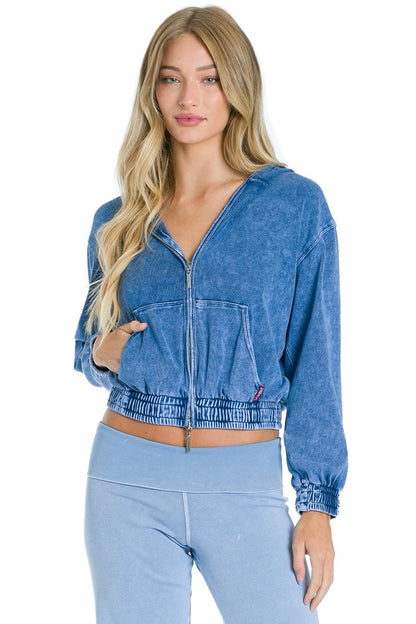 Sporty Cropped Zip Up Hoodie - Mineral Light Blue | Hard Tail Forever | Evolve Fit Wear