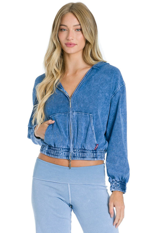 Sporty Cropped Zip Up Hoodie - Mineral Light Blue | Hard Tail Forever | Evolve Fit Wear