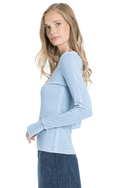 Sporty Thumbhole Long Sleeve Pullover Tee - Mineral Pale Blue | Hard Tail Forever | Evolve Fit Wear