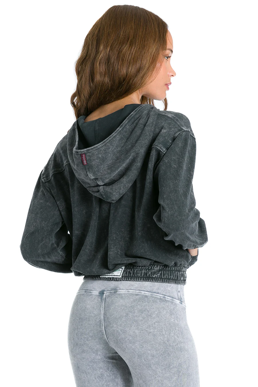 sporty cropped zip up hoodie - mineral black | evolve fit wear