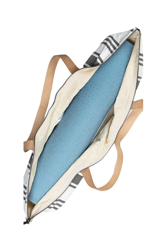 St Tropez Yoga Mat Tote - Grey Stripe | Vagabond Goods | Evolve Fit Wear