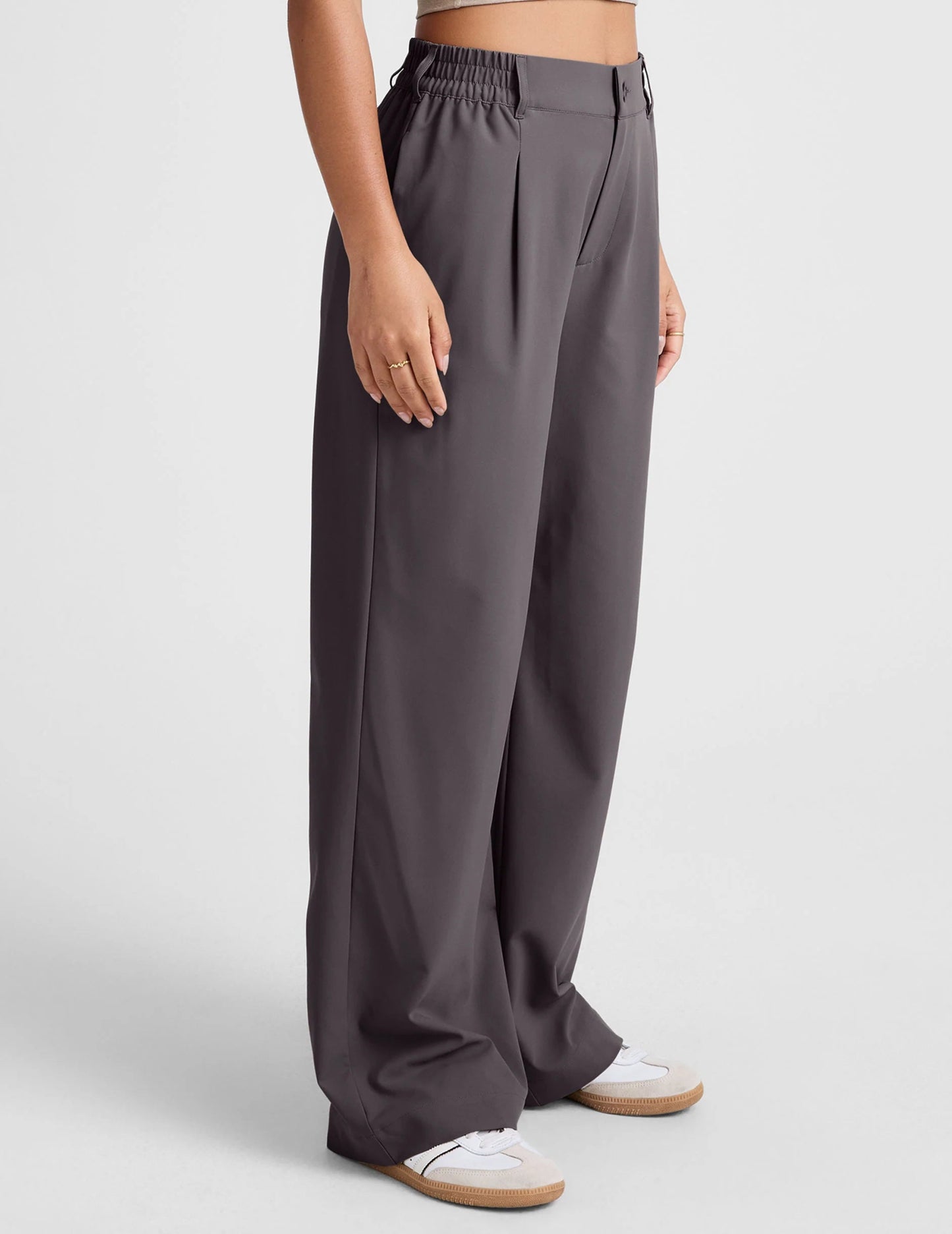 Status Wide Leg Trousers - Soft Umber | Elasticated Waistband | Beyond Yoga | Evolve Fit Wear