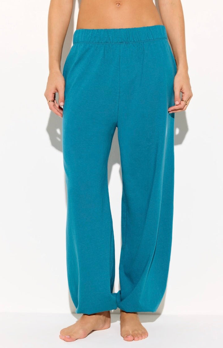 Spiritual Gangster Lunar Light Canyon Lightweight Cotton Sweatpants in Blue Lagoon front view