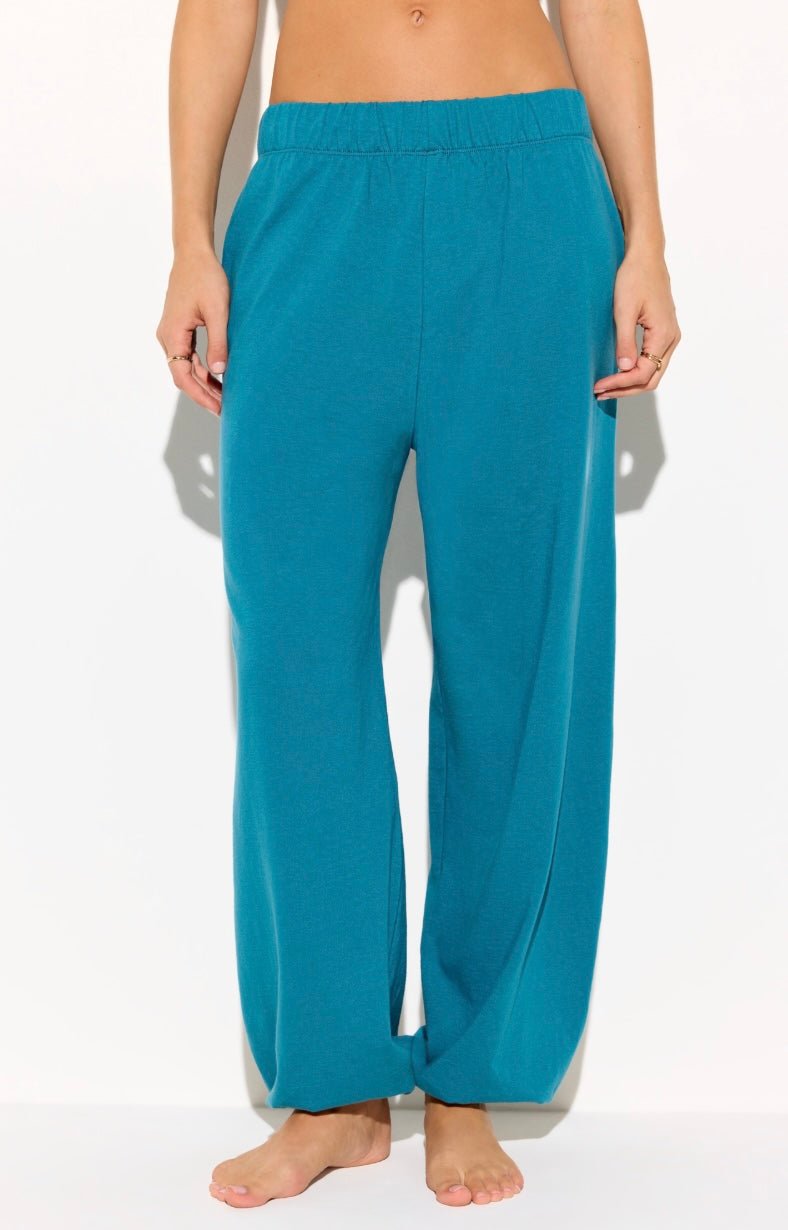Spiritual Gangster Lunar Light Canyon Lightweight Cotton Sweatpants in Blue Lagoon back view