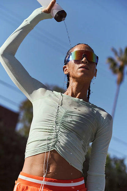 Tempo Ruched Long Sleeve Pullover Top - Cactus | Free People Movement | Evolve Fit Wear