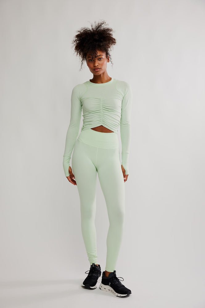 Tempo Ruched Long Sleeve Pullover Top - Cactus | Free People Movement | Evolve Fit Wear