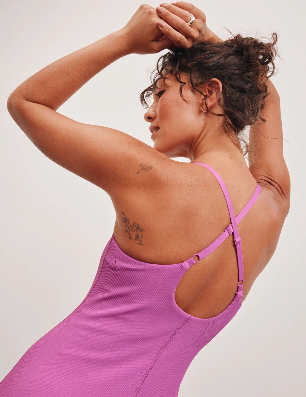 The Line Ribbed Mini Dress - Sunset Violet | Beyond Yoga | Evolve Fit Wear