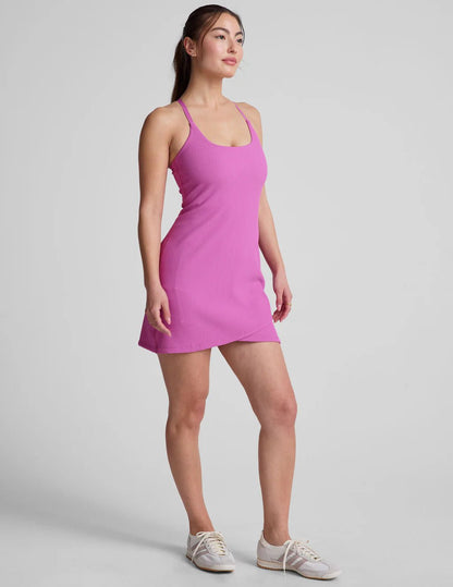 The Line Ribbed Mini Dress - Sunset Violet | Beyond Yoga | Evolve Fit Wear