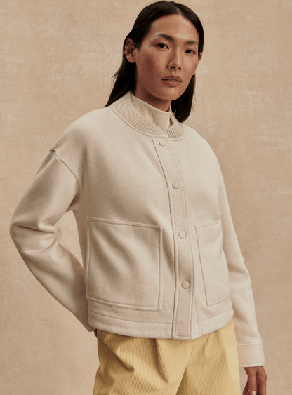 The Varley Khai Snap Front Cropped Jacket – Birch Marl | Varley | Evolve Fit Wear