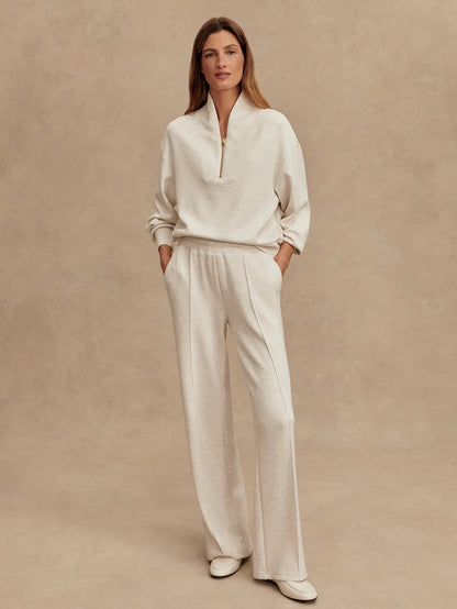 Wide Leg Pants 28 - Ivory Marl | High - waisted | Varley | Evolve Fit Wear